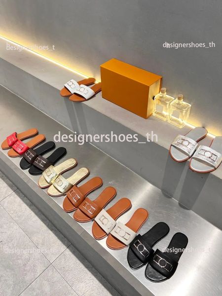 women slippers designer sandals lock it flat mule monograms canvas gold circle outdoor slipper summer luxury fashion ladies beach flat flip, Black